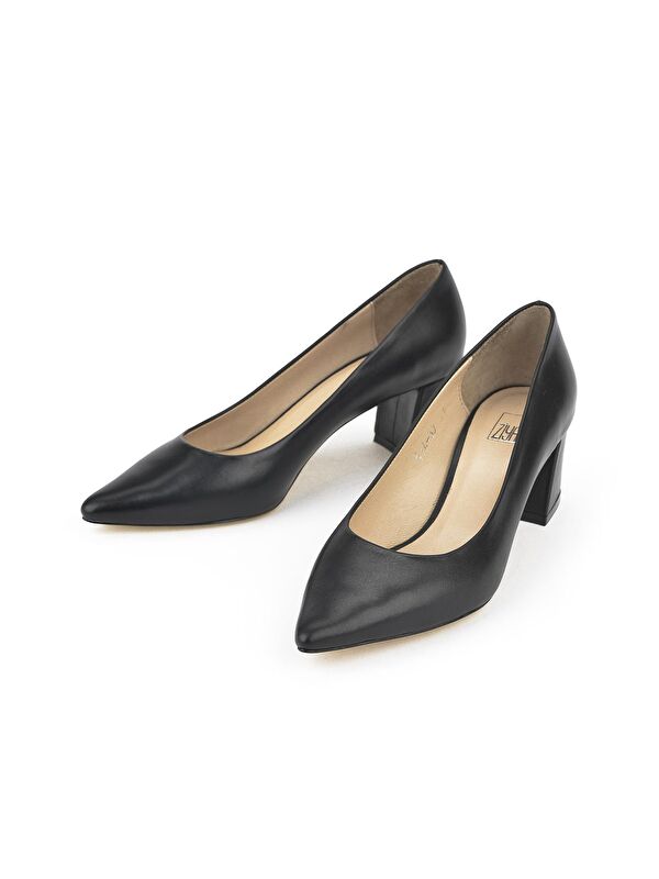 Kadın Hakiki Deri Topuklu Ayakkabı 1331003Z974 Siyah - Görsel 5