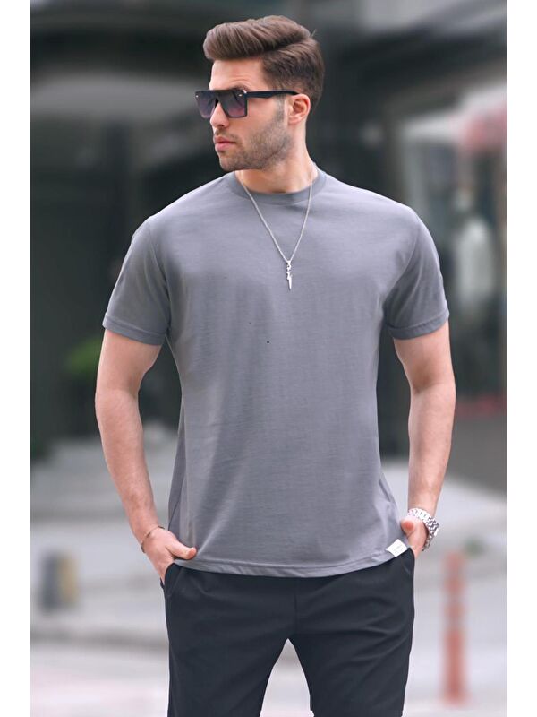Madmext Füme Regular Fit Basic Erkek %100 Pamuk Tişört 6131