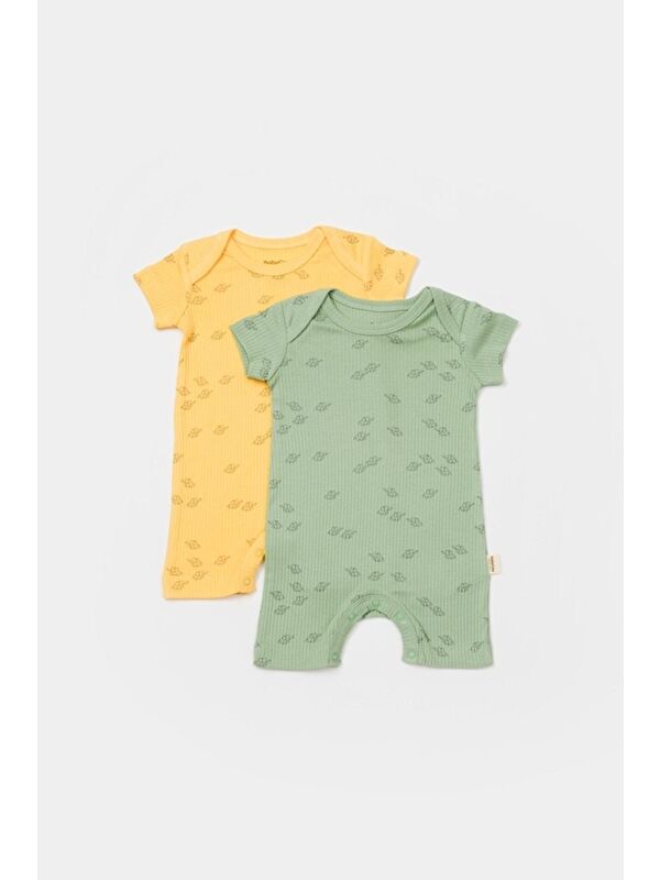 BabyCosy Organic  Organik Modal Fil Baskılı 2 Li Kısa Kollu Tulum csym11426