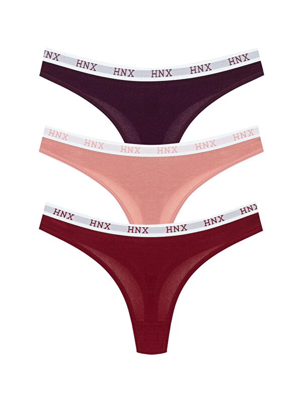 Hnx Pamuklu Beli Lastikli Basic Kadın Tanga Külot 3'lü