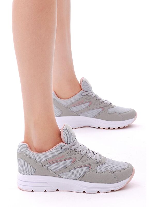 Unisex Buz Pudra Poli Taban Nefes Alabilen Kumaş Bağcıklı Spor Ayakkabı - Görsel 3