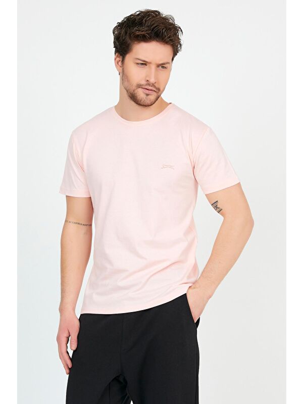 SLAZENGER SANDER KTN Erkek %100 Pamuk Tişört Açık Pembe