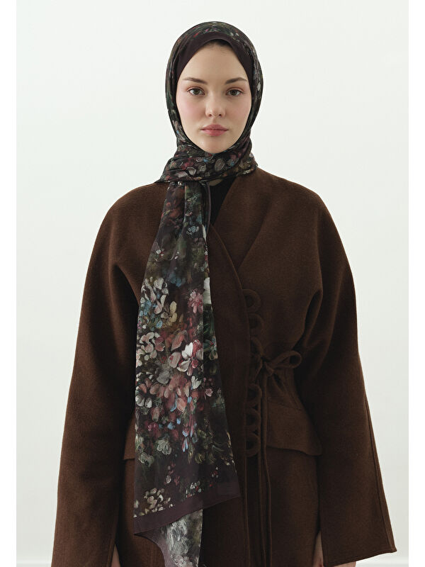 Fresh Scarfs Mürdüm Dark Beauty Desenli Pamuk Viskon Şal