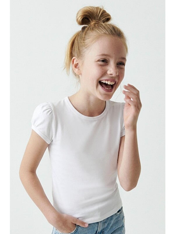 Breeze Kız Çocuk Tişört Basic Beyaz (8-14 Yaş)