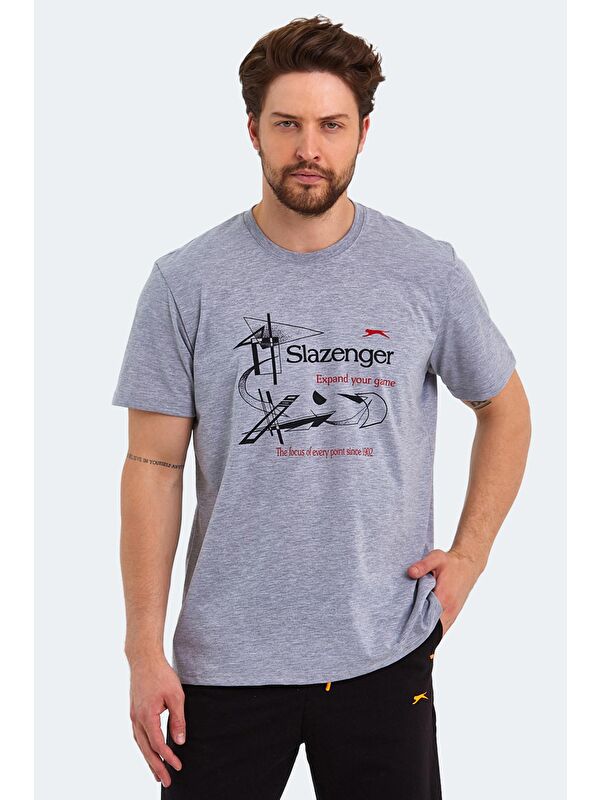 SLAZENGER KARNEN OVER Erkek %100 Pamuk Tişört Gri