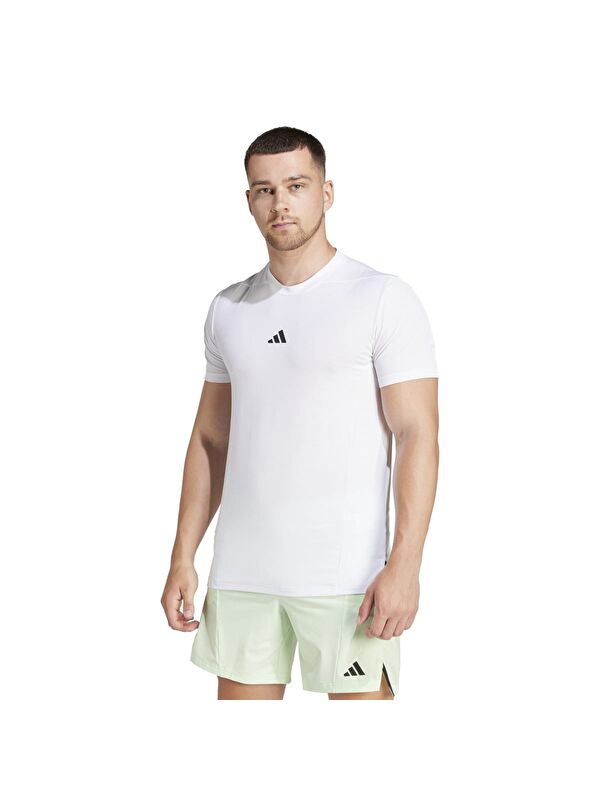 Adidas Designed For Training Erkek Beyaz Bisiklet Yaka Spor Tişört