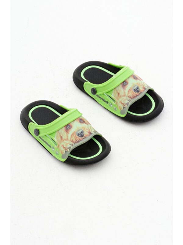 Tonny Black Yeşil Tonny Black Poli Taban Erkek Çocuk Köpek Desenli Terlik