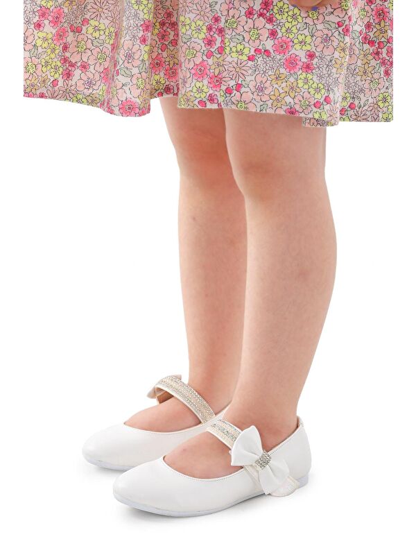 Cerry Cilt Cırtlı Kız Çocuk Taşlı Babet Ayakkabı - Görsel 3