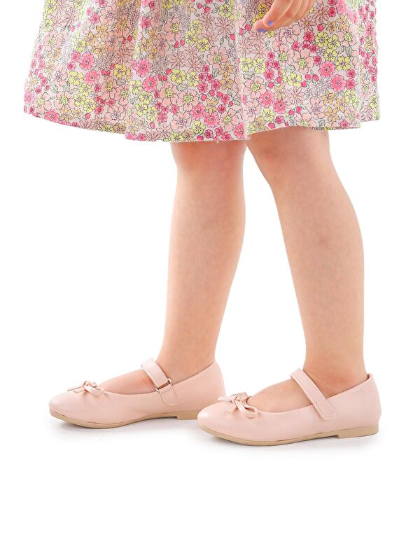 Barbe Cilt Fiyonklu Cırtlı Kız Çocuk Babet Ayakkabı - Görsel 4