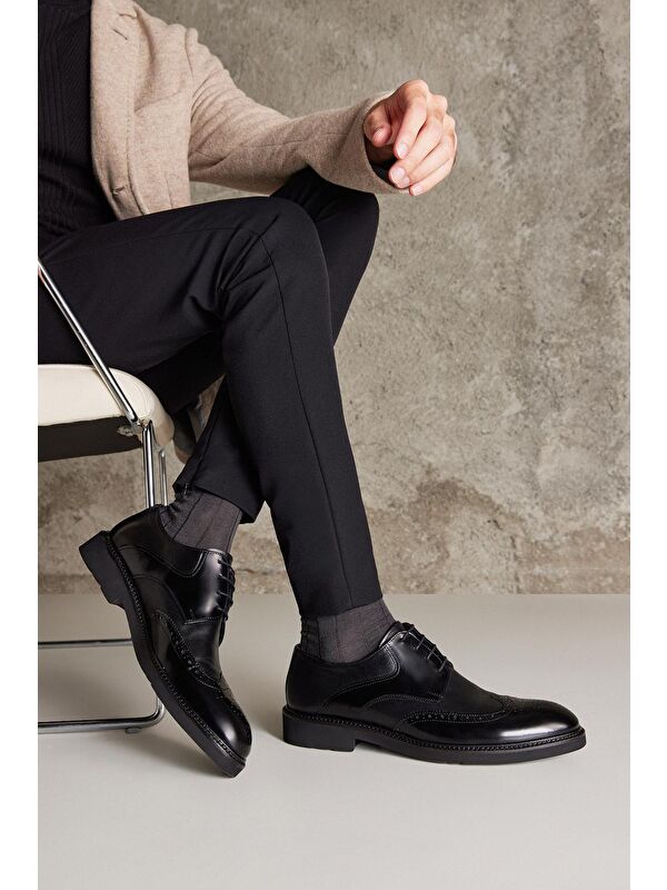 Erkek Hakiki Deri Ayakkabı 123145 625 Siyah - Görsel 3