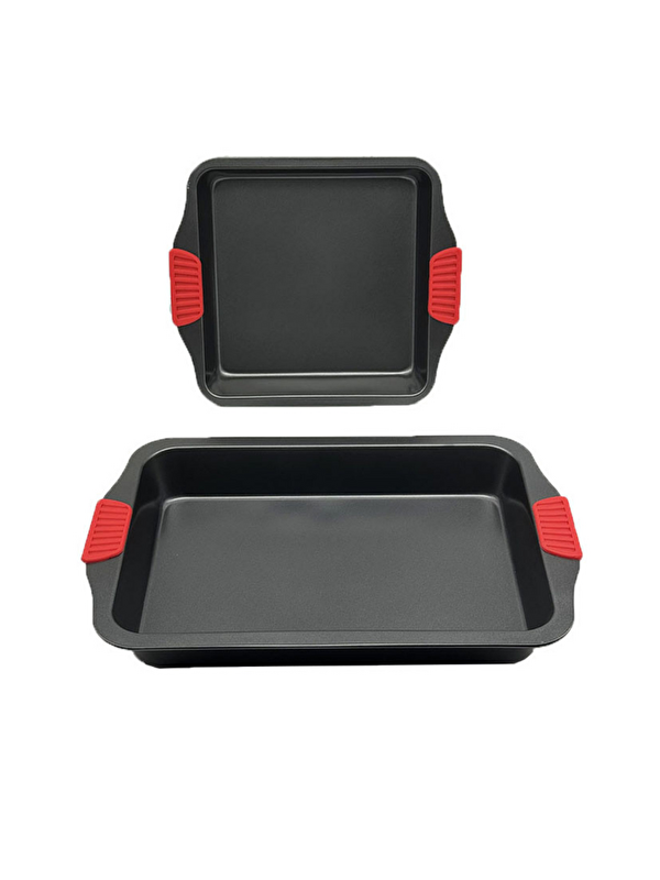 Kitchen Design Lab Karbon Siyah Çelik Orta ve Büyük Boy Fırın Tepsisi 24 x 40 x 7 cm - 2 Adet