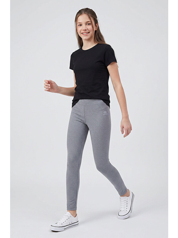 Tommylife Gri Melanj Yüksek Bel Dar Paça Kız Çocuk Tayt  - 75047