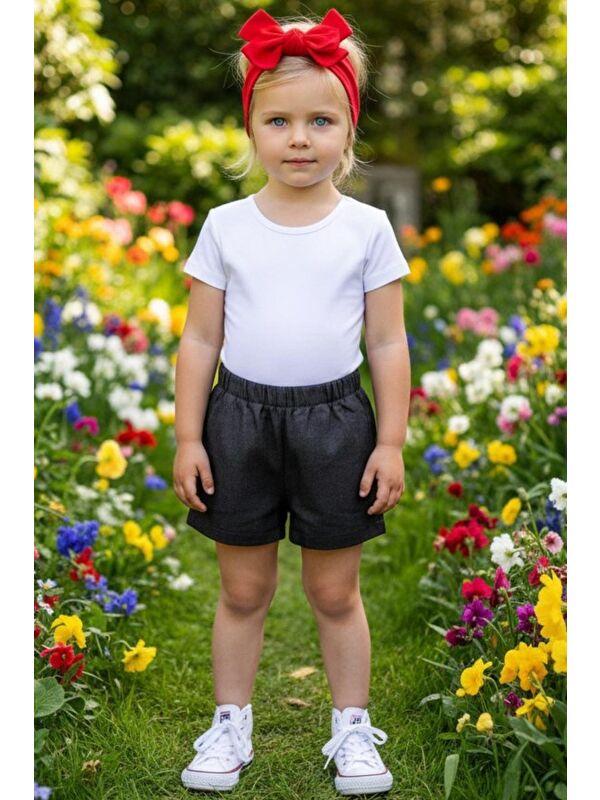 Parla Kids Kız Çocuk Jean Şort ve Bandana
