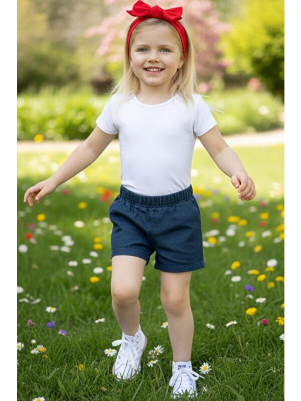 Parla Kids Kız Çocuk Jean Şort ve Bandana