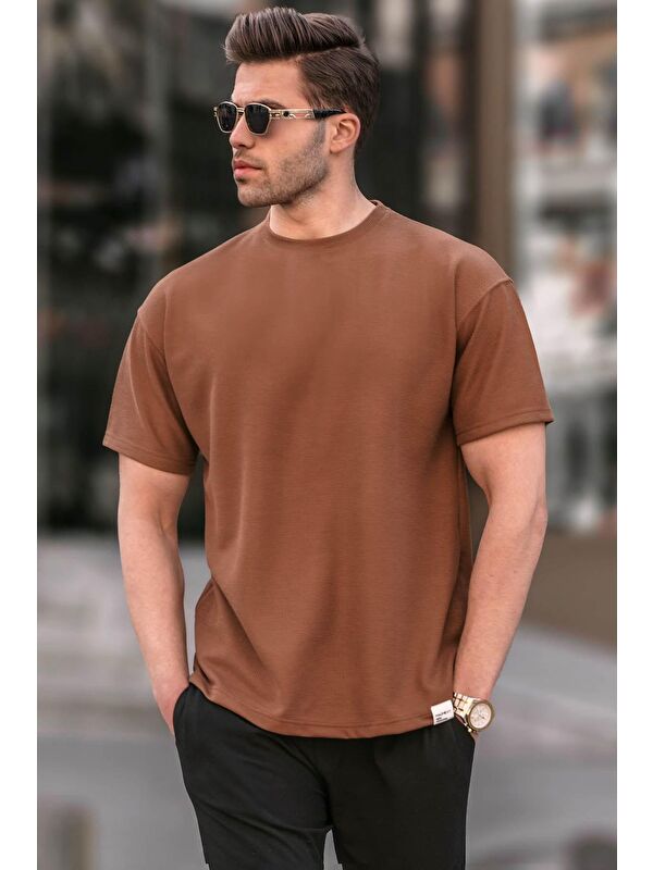 Madmext Kahverengi Regular Fit Basic Erkek Tişört 6099