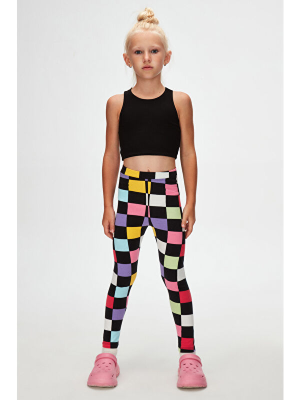 Lovetti Kız Çocuk Op Art Checkers Desen Tayt
