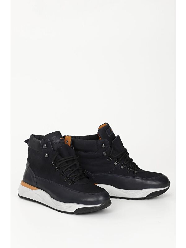 LACİVERT Hakiki Deri Bağcıklı Spor Erkek Bot 01539 - Görsel 2