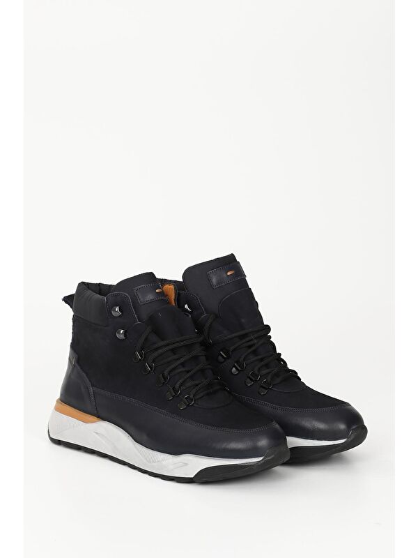 LACİVERT Hakiki Deri Bağcıklı Spor Erkek Bot 01539 - Görsel 3