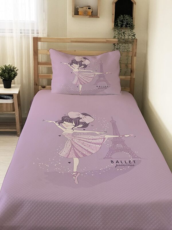 Evmila Prenses Kız Desen Tek Kişilik Çocuk Pike Takımı 160x220 cm