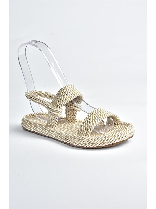 Ten Halat İpli Hasır Kadın Sandalet K596012104 - Görsel 5
