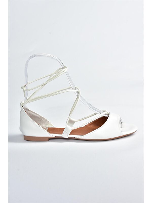 Beyaz İpli Kadın Sandalet B726547309 - Görsel 3