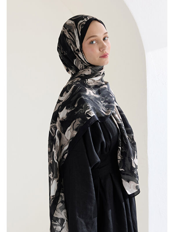 Fresh Scarfs Rosıe Floş Viskon Şal Siyah