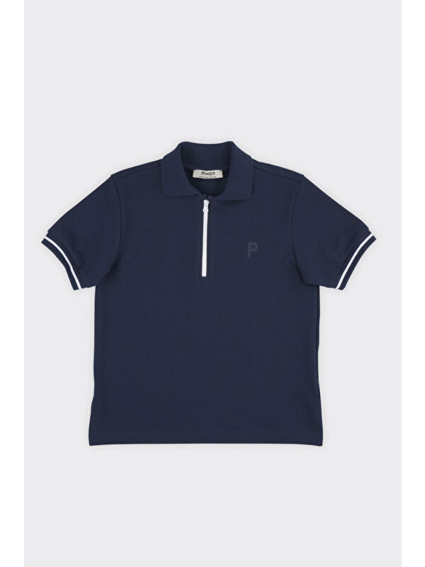 Panço Unisex Çocuk Kısa Kollu Lacivert Polo Yaka Tişört