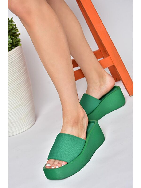 P267085804 Yeşil Kadın Terlik - Görsel 5