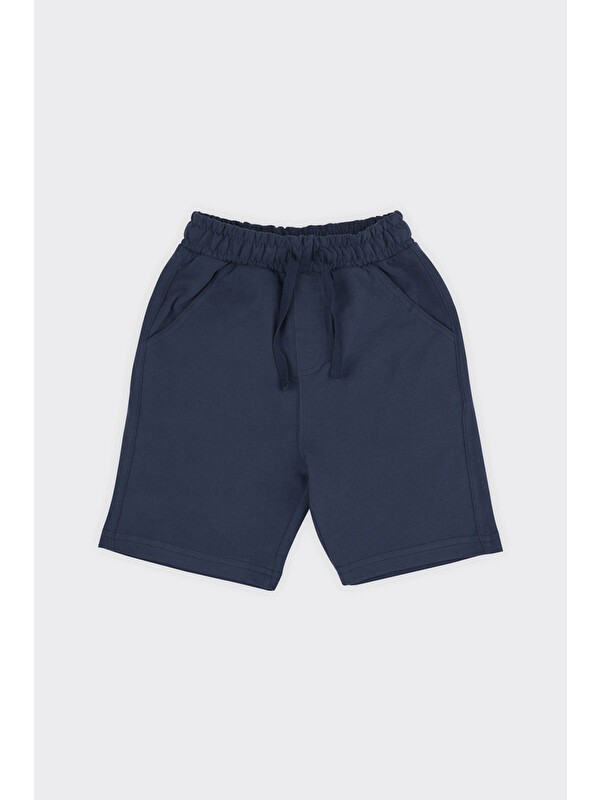Panço Unisex Çocuk Beli Lastikli Örme Lacivert Şort