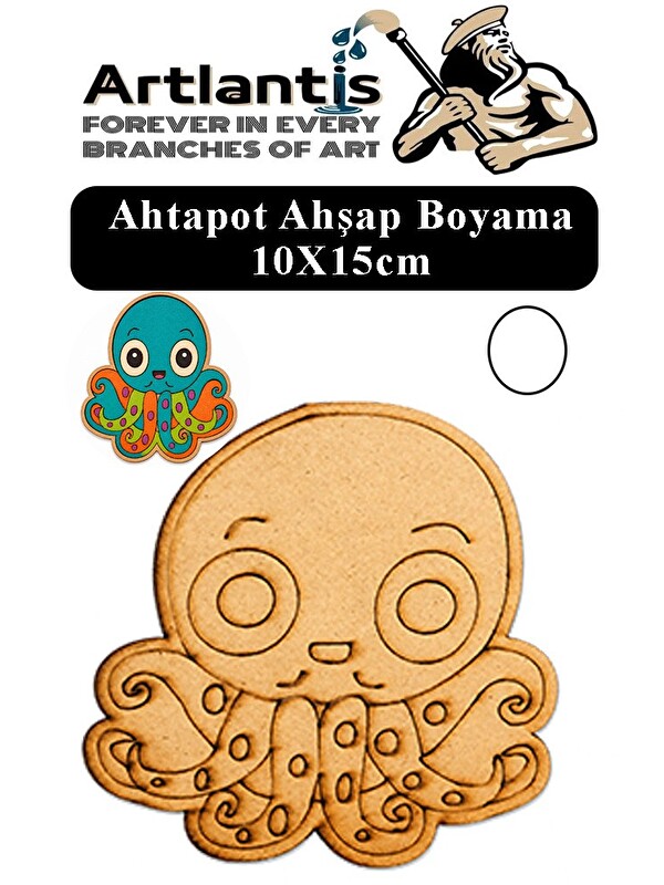Artlantis Ahşap Boyama Deniz Canlıları 1 Adet 10x15cm Boyama Figürü Etkinlik Çoçuk Gelişim Motor Beceri