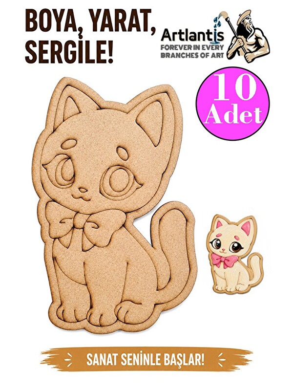 Artlantis Ahşap Boyama Hayvanlar 10 Adet 10x15 Set3 Hayvan Boyama Figürü Etkinlik Çocuk Gelişim Motor Beceri