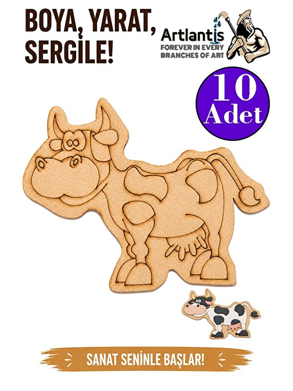 Artlantis Ahşap Boyama Hayvanlar 10 Adet 10x15 Set3 Hayvan Boyama Figürü Etkinlik Çocuk Gelişim Motor Beceri