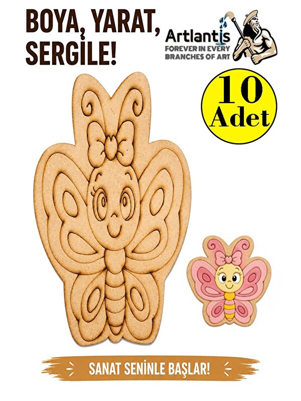 Artlantis Ahşap Boyama Hayvanlar 10 Adet 10x15 Set3 Hayvan Boyama Figürü Etkinlik Çocuk Gelişim Motor Beceri