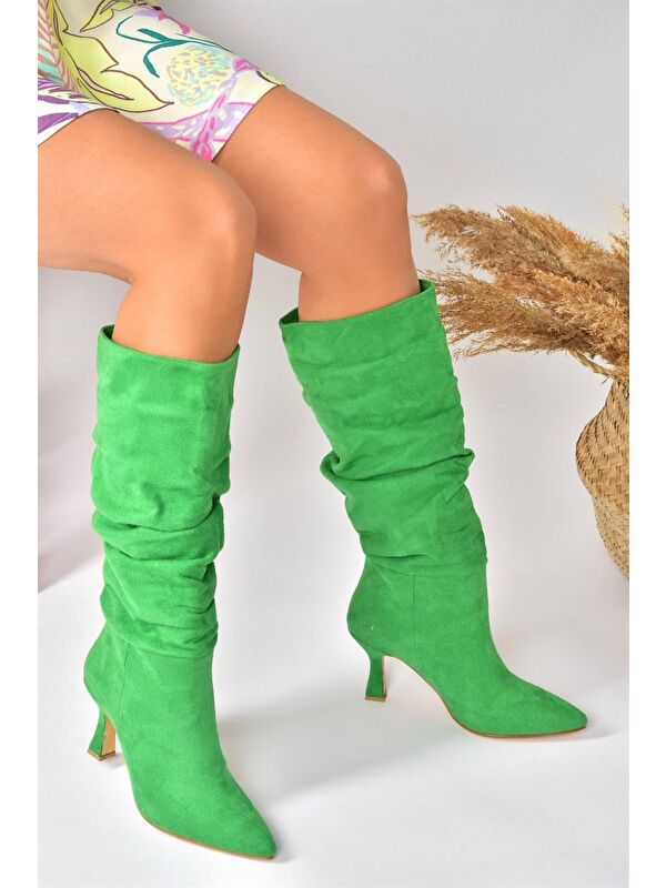 N7498300 Yeşil Kadın Çizme - Görsel 4