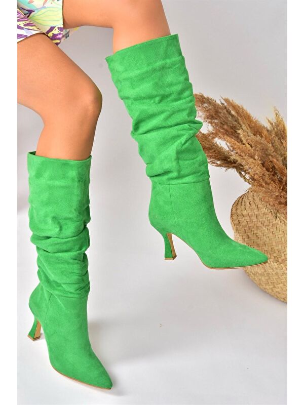 N7498300 Yeşil Kadın Çizme - Görsel 5