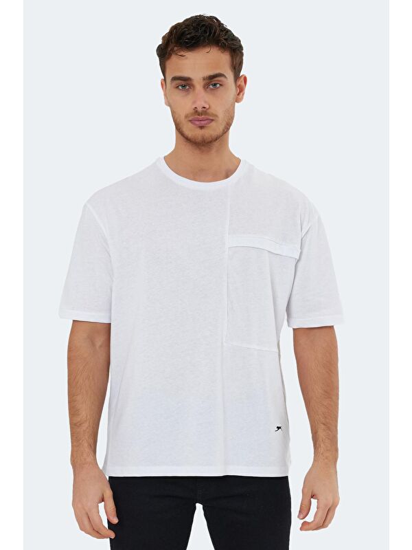 SLAZENGER KAURI OVER Erkek %100 Pamuk Tişört Beyaz