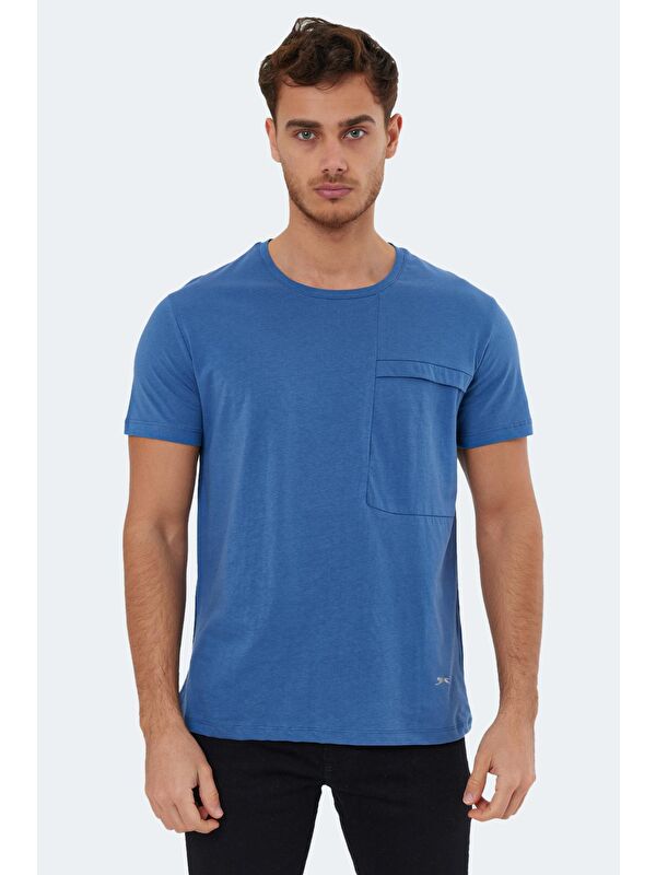 SLAZENGER KAURI Erkek %100 Pamuk Tişört Indigo