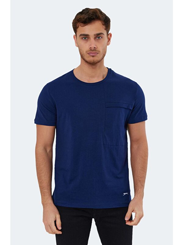 SLAZENGER KAURI Erkek %100 Pamuk Tişört Lacivert