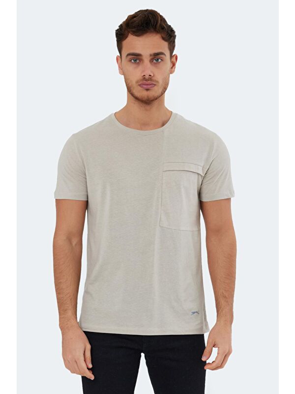 SLAZENGER KAURI Erkek %100 Pamuk Tişört Taş Gri