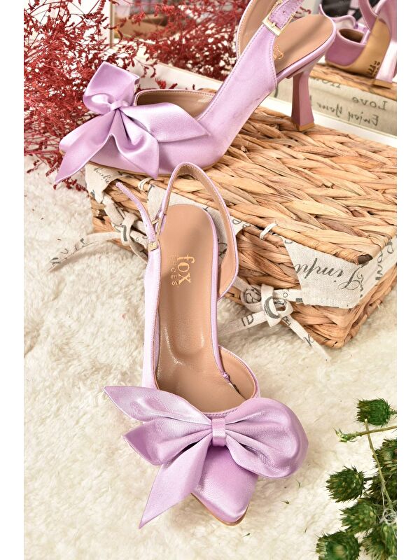 Lila Saten Kumaş Kadın Topuklu Ayakkabı K922164804 - Görsel 5