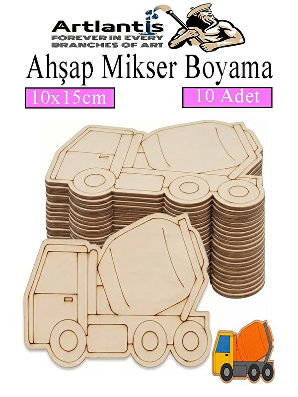 Artlantis Ahşap Boyama Araçlar 10 Adet 10x15cm Taşıtlar Boyama Figürü Etkinlik Çoçuk Gelişim Motor Becerİ
