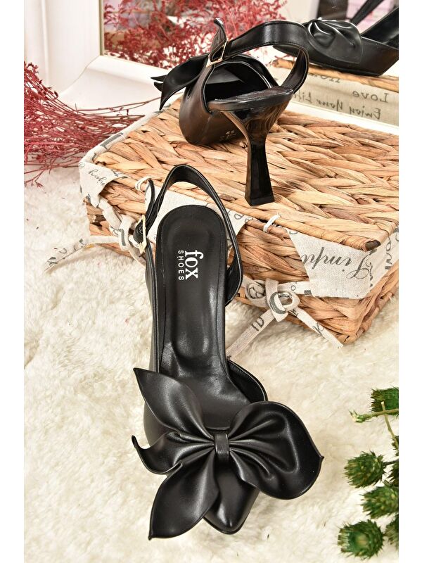 Siyah Kurdele Detaylı Kadın Topuklu Ayakkabı K922164809 - Görsel 4