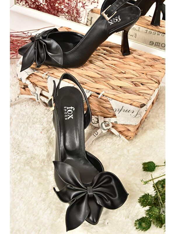 Siyah Kurdele Detaylı Kadın Topuklu Ayakkabı K922164809 - Görsel 5