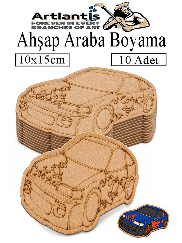 Artlantis Ahşap Boyama Araçlar 10 Adet 10x15cm Taşıtlar Boyama Figürü Etkinlik Çoçuk Gelişim Motor Becerİ