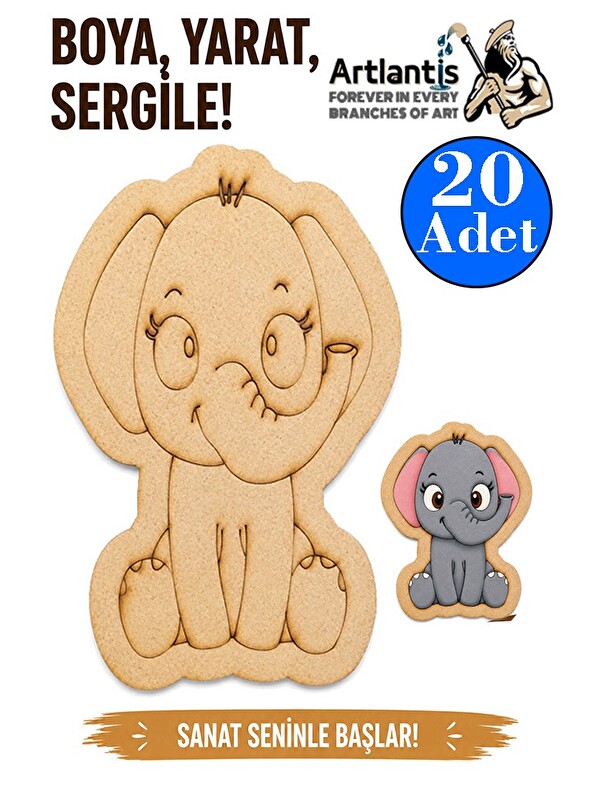 Artlantis Ahşap Boyama Hayvanlar 20 Adet 10x15 Set2 Hayvan Boyama Figürü Etkinlik Çocuk Gelişim Motor Beceri