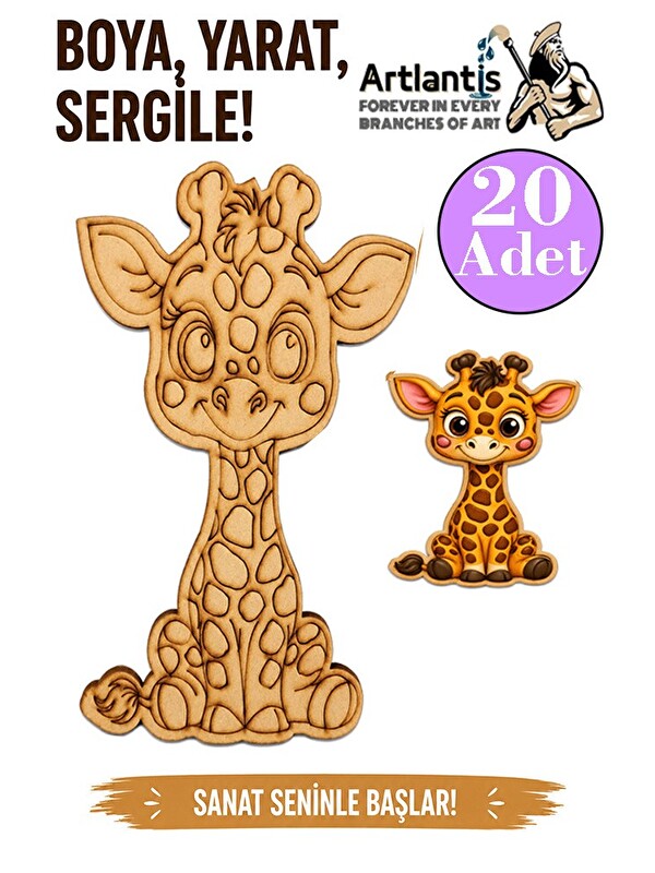 Artlantis Ahşap Boyama Hayvanlar 20 Adet 10x15 Set2 Hayvan Boyama Figürü Etkinlik Çocuk Gelişim Motor Beceri