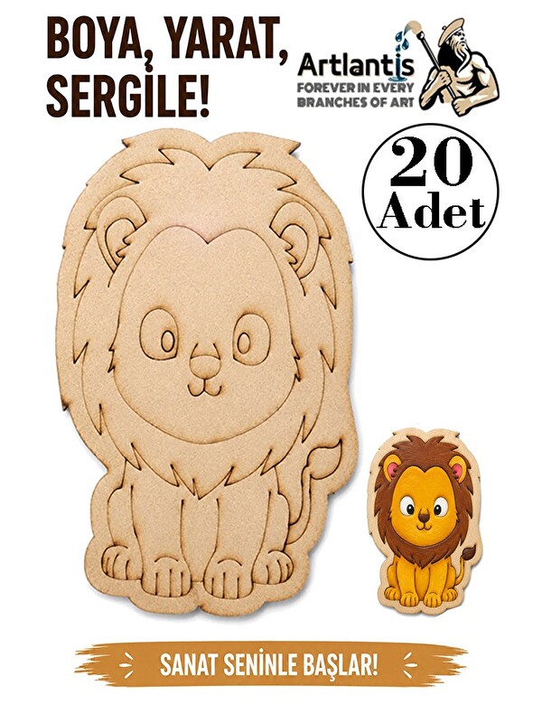 Artlantis Ahşap Boyama Hayvanlar 20 Adet 10x15 Set2 Hayvan Boyama Figürü Etkinlik Çocuk Gelişim Motor Beceri