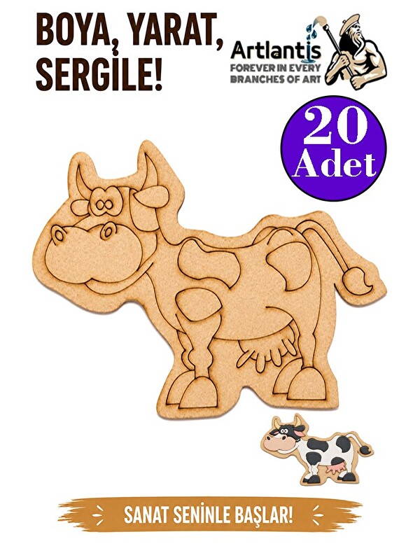 Artlantis Ahşap Boyama Hayvanlar 20 Adet 10x15 Set3 Hayvan Boyama Figürü Etkinlik Çocuk Gelişim Motor Beceri