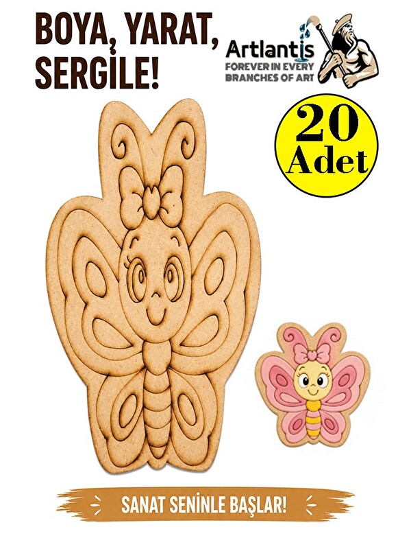 Artlantis Ahşap Boyama Hayvanlar 20 Adet 10x15 Set3 Hayvan Boyama Figürü Etkinlik Çocuk Gelişim Motor Beceri