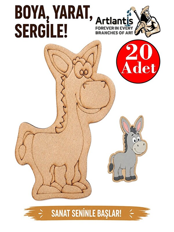 Artlantis Ahşap Boyama Hayvanlar 20 Adet 10x15 Set3 Hayvan Boyama Figürü Etkinlik Çocuk Gelişim Motor Beceri